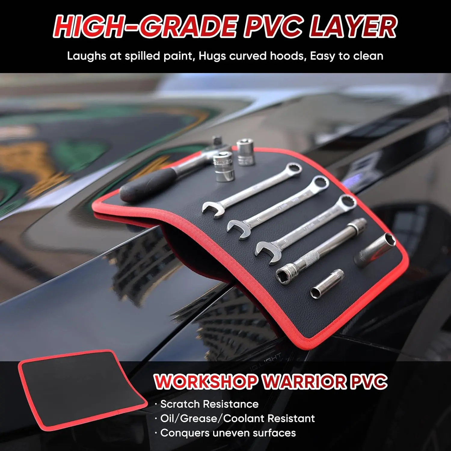 Super Flexible Magnetic Tool Mat & Holder - Non-Slip Scratchproof Tray | Garage Auto Repair Mechanic Tool Organizer
