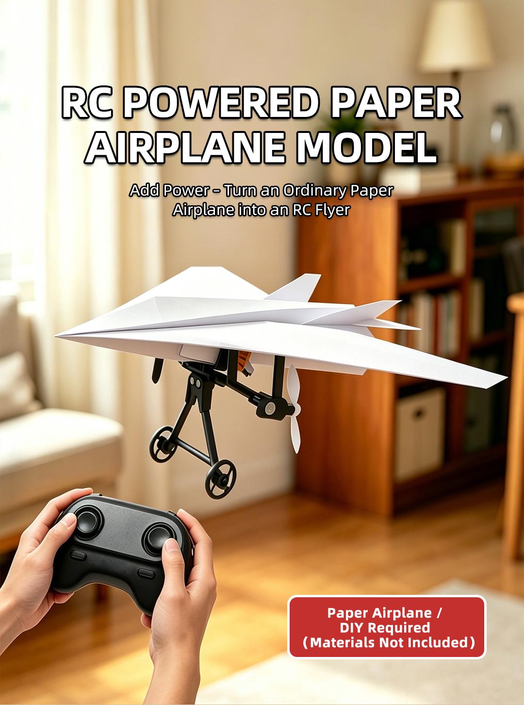 BRRRRT Power-Up RC Paper Airplane Kit with Gyro Stabilizer &ndash; DIY Electric Remote Control Plane with Dual Propellers, Lightweight Foldable Flying STEM Toy for Kids & Adults, Perfect Birthday Gift