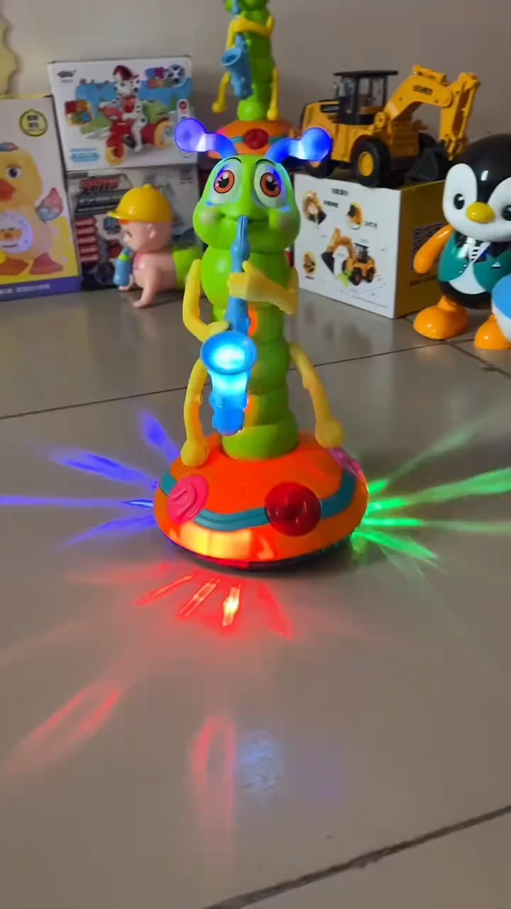 Children's Electric Caterpillar Saxophone Musical Toys, Dancing Saxophone Caterpillar,Baby Sensory Toys with LED Lights for Toddler Boys Girls