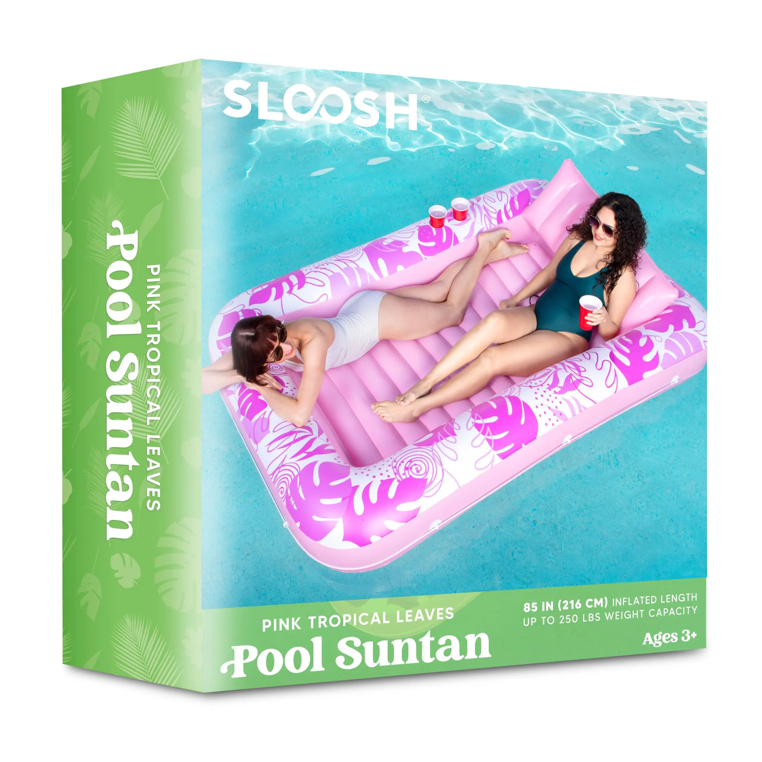 Sloosh-L/XL Inflatable Tanning Pool Lounge Float With Cup Holder