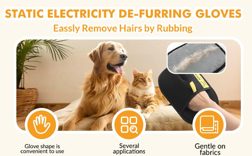 Pet Hair Remover Glove, Electrostatic Removal Gloves for Pet Hair, Pet Hair Remover Gloves for Dog & Cat, Reusable Pet Hair Remover Glove for Carpet, Couch, Clothing, Furniture Static Cling Cat Hair Remover Gloves Shedding Grooming Kit Deshedding Tool Pet Hair Remover Glove, Electrostatic Removal Gloves for Pet Hair, Pet Hair Remover Gloves for Dog & Cat, Reusable Pet Hair Remover Glove for Carpet, Couch, Clothing, Furniture Static Cling Cat Hair Remover Gloves Shedding Grooming Kit Deshedding Tool