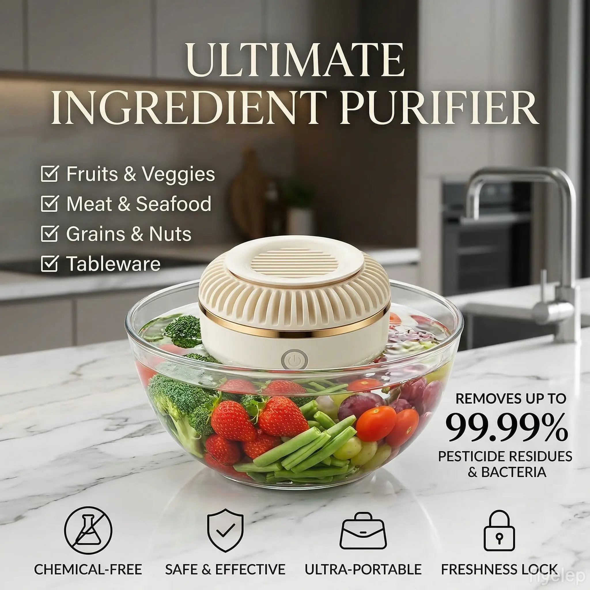 Portable Fruit and Vegetable Cleaner, Household Produce Washing Machine with One-Button Operation, Sterilization and Pesticide Removal, Food Purifier for Vegetables and Fruits, Kitchen Fruit Washer for Home Use and Outdoor Picnic