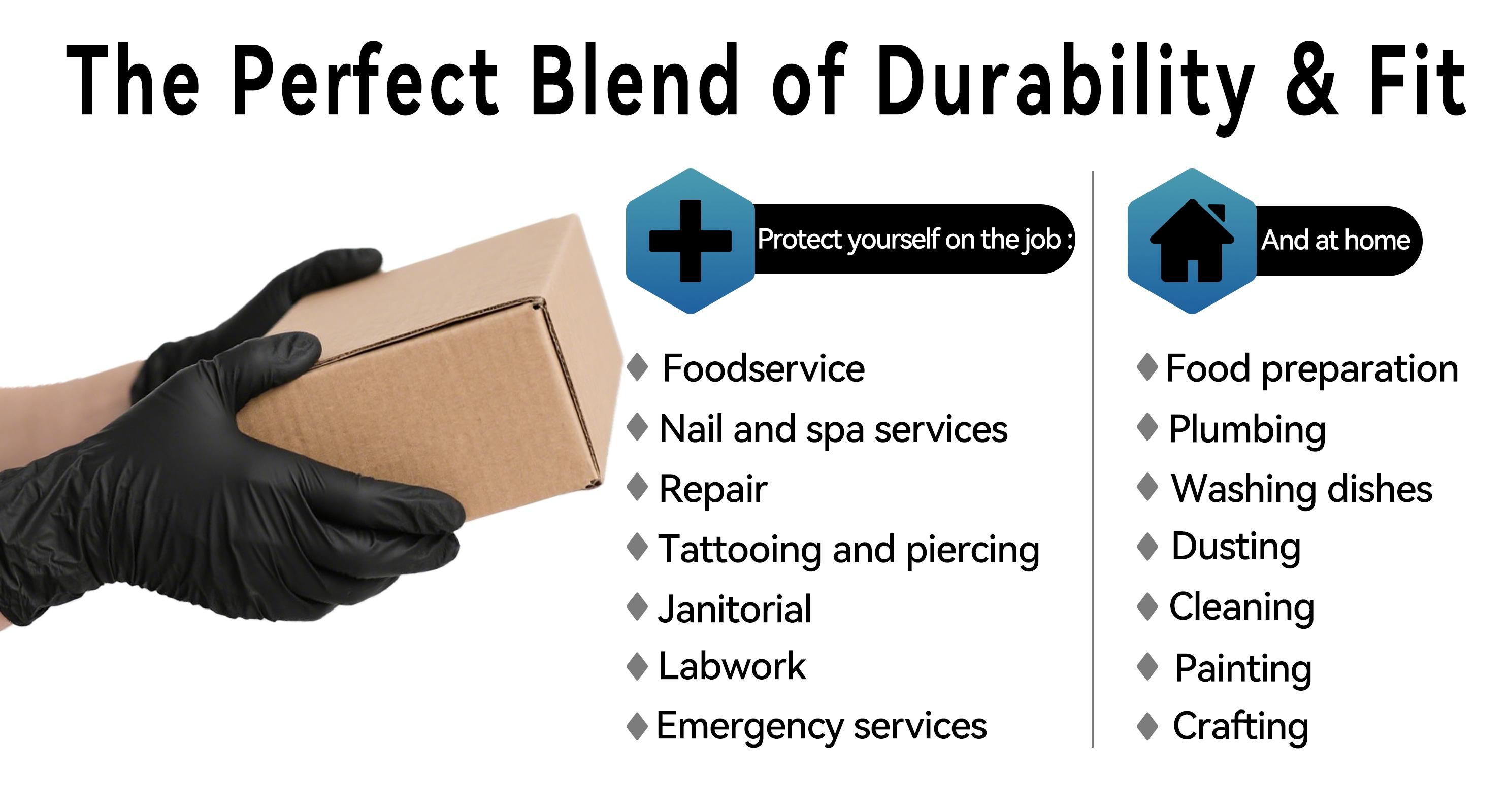 OVF Black Nitrile Gloves, 5mil Heavy Duty Soft Disposable Gloves, 100 Count Latex Free Powder Free Reusable Gloves for Cleaning, Auto Repair, Food Processing, Tattoo, Hair Dye, Kitchen, Salon, Gardening (M-XL Sizes) OVF Black Nitrile Gloves, 5mil Heavy Duty Soft Disposable Gloves, 100 Count Latex Free Powder Free Reusable Gloves for Cleaning, Auto Repair, Food Processing, Tattoo, Hair Dye, Kitchen, Salon, Gardening (M-XL Sizes)