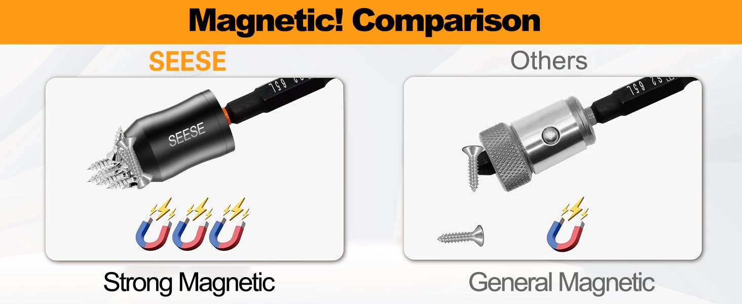 SEESE Strong Magnetic Screw Ring: 1/4 Inch/ 6.35 mm Universal Magnetic Screw Holder - Removable Magnetic Screwdriver Drill Bit Holder for Hex Screwdriver and Power Bits SEESE Strong Magnetic Screw Ring: 1/4 Inch/ 6.35 mm Universal Magnetic Screw Holder - Removable Magnetic Screwdriver Drill Bit Holder for Hex Screwdriver and Power Bits
