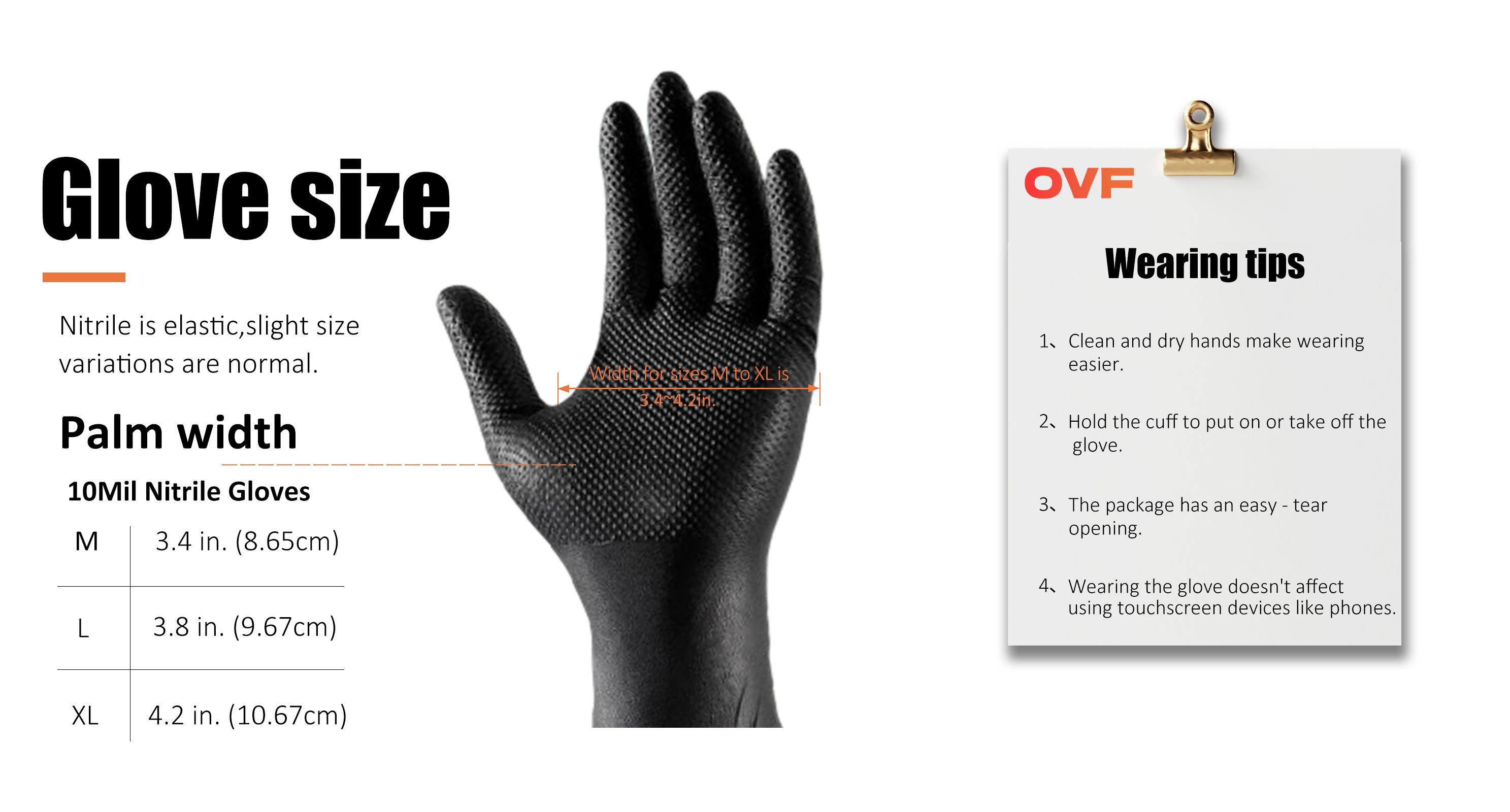 OVF Black Nitrile Gloves, 5mil Heavy Duty Soft Disposable Gloves, 100 Count Latex Free Powder Free Reusable Gloves for Cleaning, Auto Repair, Food Processing, Tattoo, Hair Dye, Kitchen, Salon, Gardening (M-XL Sizes) OVF Black Nitrile Gloves, 5mil Heavy Duty Soft Disposable Gloves, 100 Count Latex Free Powder Free Reusable Gloves for Cleaning, Auto Repair, Food Processing, Tattoo, Hair Dye, Kitchen, Salon, Gardening (M-XL Sizes)