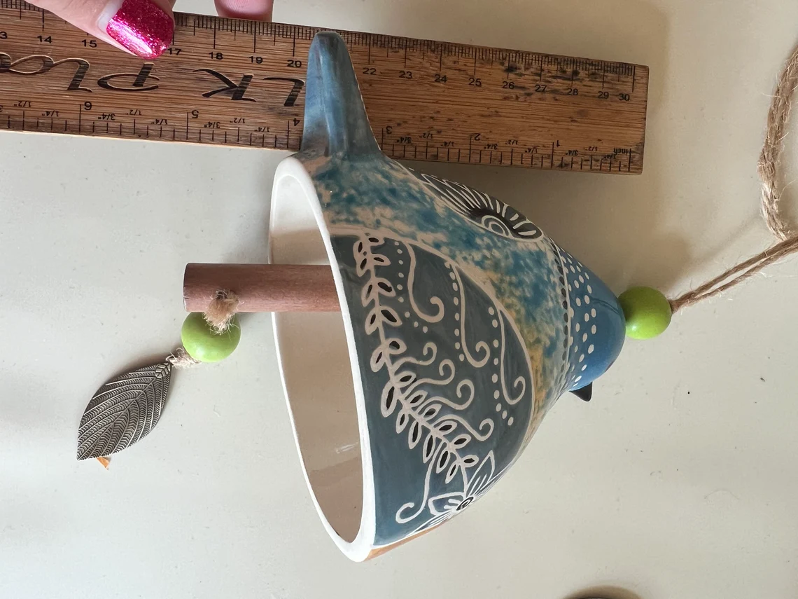Ceramic Bird wind chimes 5" wide.