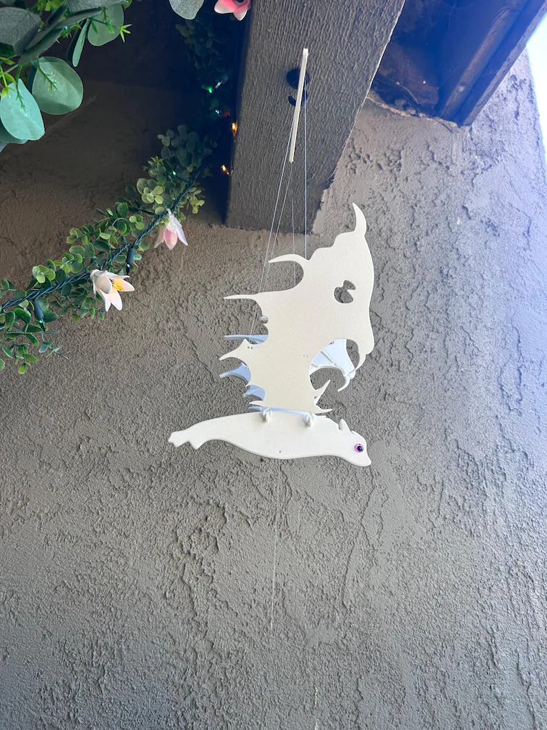 Flying White Bat — Hanging Magical Mobile