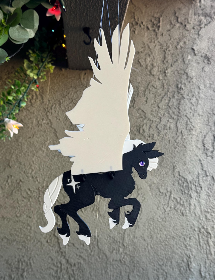 Night Sky Pegasus – Black and White Flying Mobile