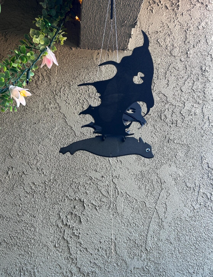 Flying Bat Duo — Black & White Hanging Halloween Mobile Set