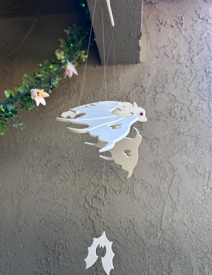 Flying Bat Duo — Black & White Hanging Halloween Mobile Set