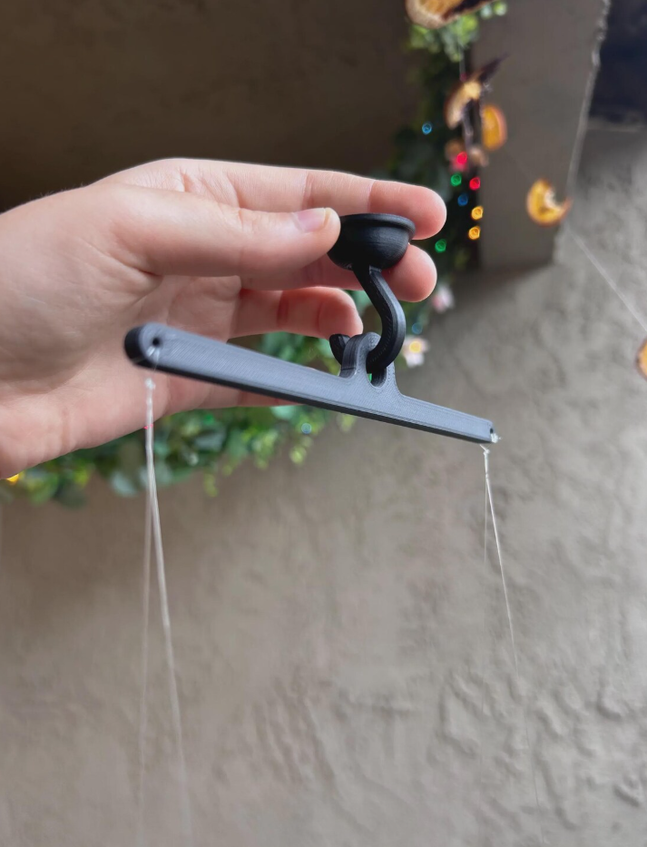Flying Bat Duo — Black & White Hanging Halloween Mobile Set