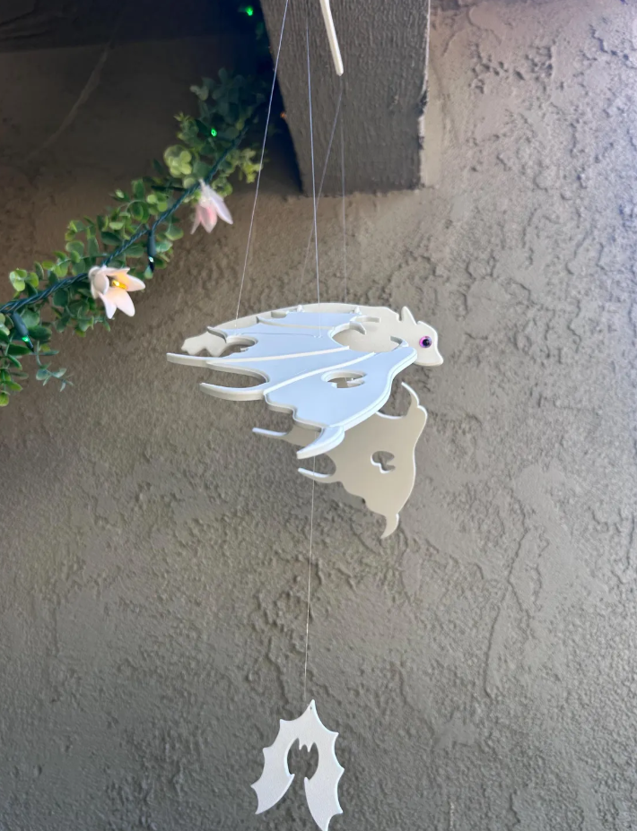 Flying White Bat — Hanging Magical Mobile