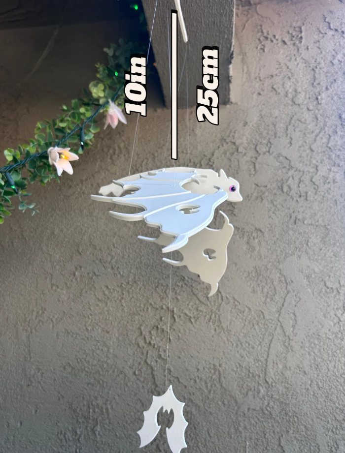 Flying White Bat — Hanging Magical Mobile