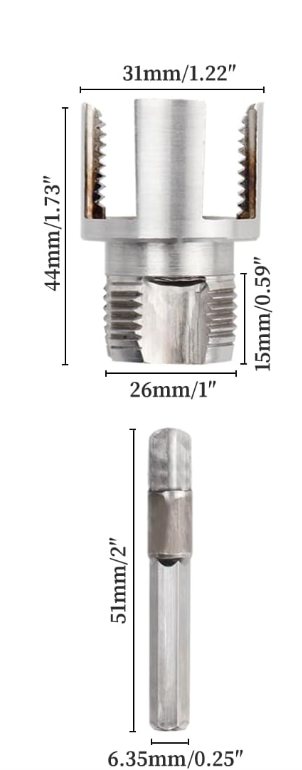 PVC Pipe Threader Set 1/2, 3/4 and 1 Inch | Integrated internal and external pipe threading tool, drill compatible, for plumbing repair PVC pipes and DIY projects