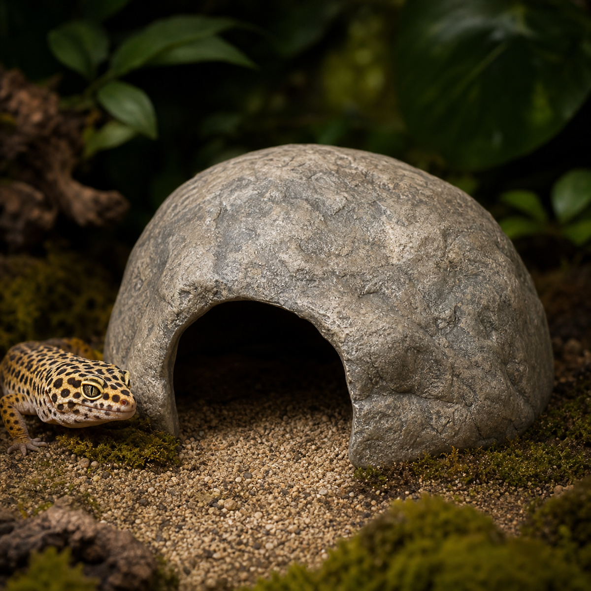 Rounded Rock Hide Cave for Gecko Terrarium Decor | ReptiBlep reptile habitat decor