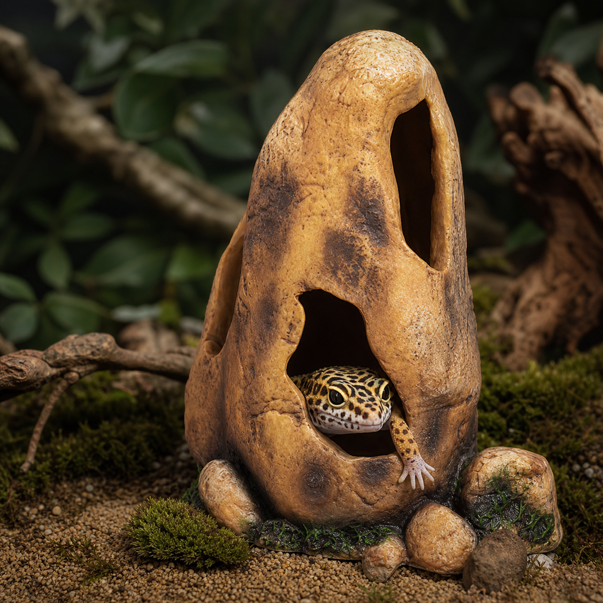 Tall Rock Reptile Hide Cave for Geckos & Small Lizards