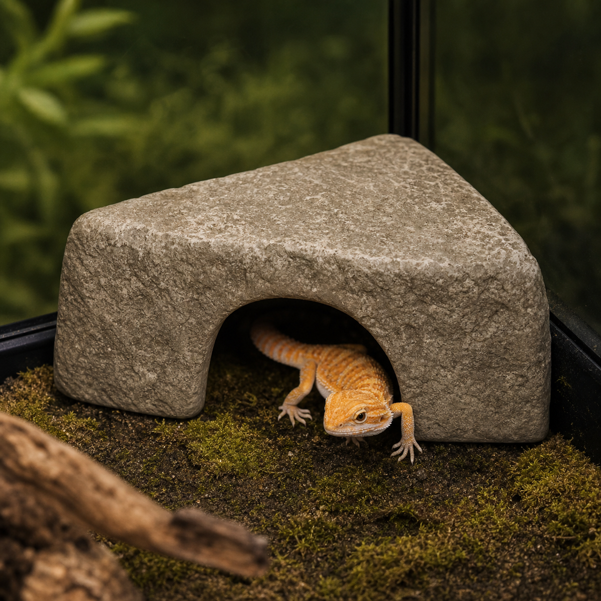 Corner Arch Rock Hide for Small Reptile Terrariums | ReptiBlep reptile habitat decor