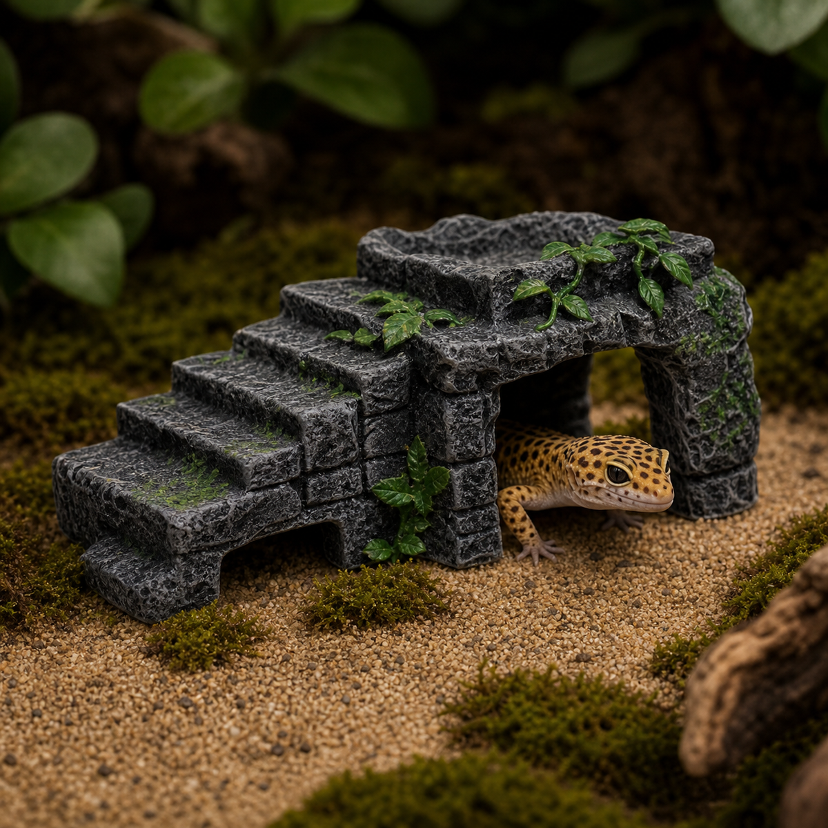 Small Stone Step Hide for Reptile Terrarium Decor | ReptiBlep reptile habitat decor