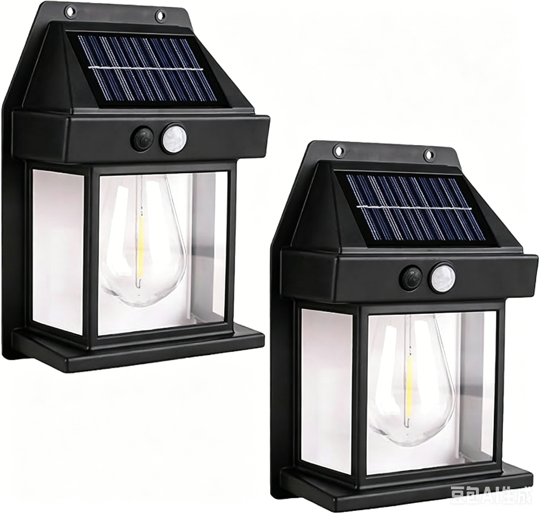 2 Pack Solar Motion Wall Lights | 3 Modes Outdoor Waterproof Black Lamp