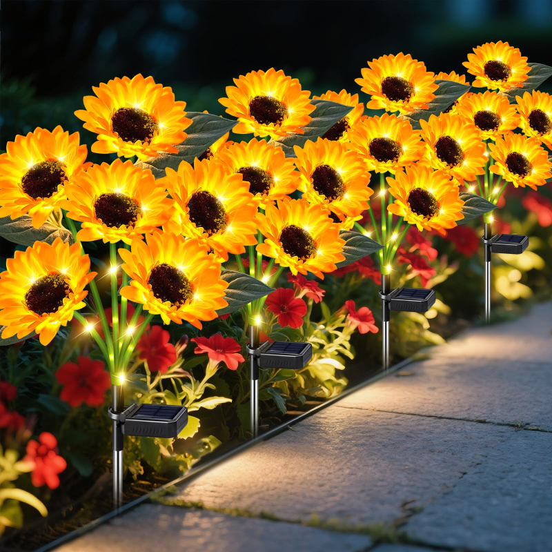 4/6 Pack Waterproof Sunflower Solar Garden Lights for Patio Pathway, Gift for Her(1pack 6flowers)