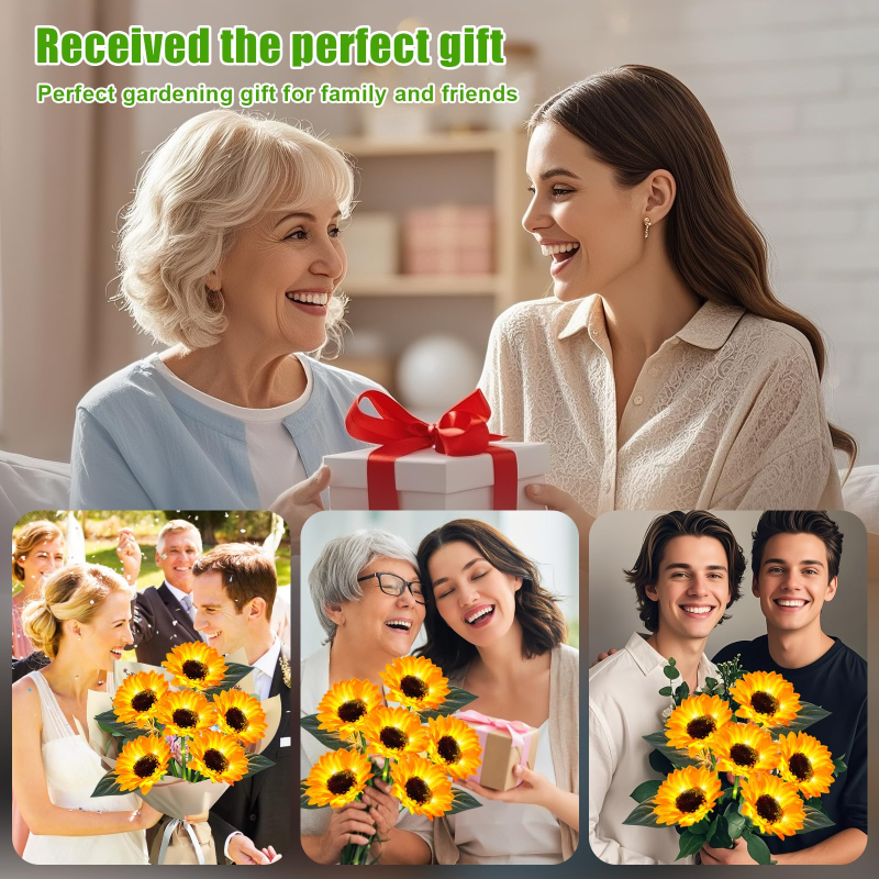 4/6 Pack Waterproof Sunflower Solar Garden Lights for Patio Pathway, Gift for Her(1pack 6flowers)