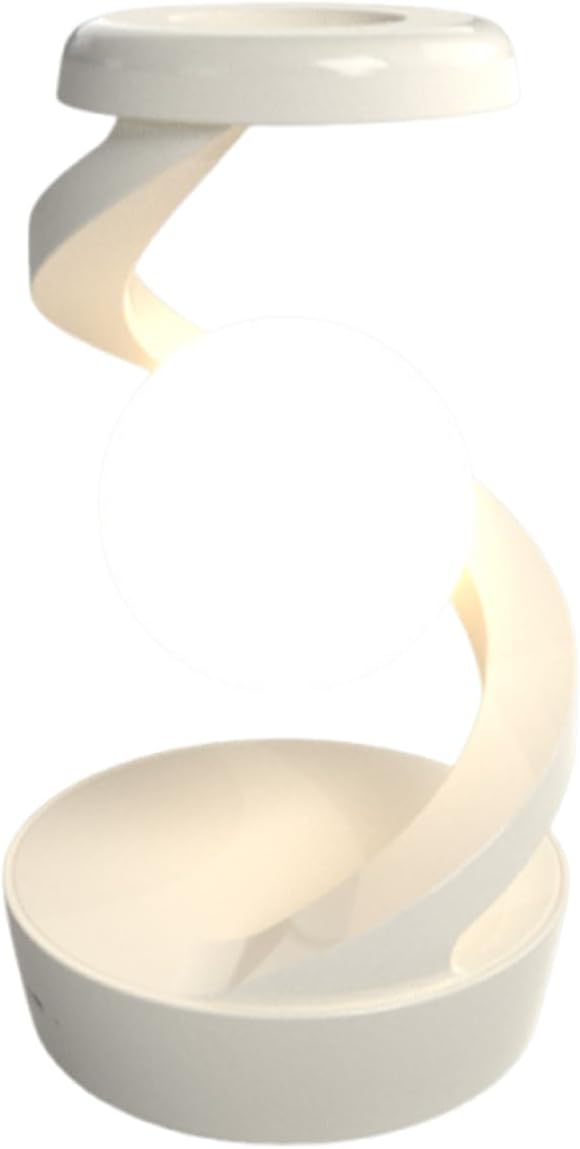 3D Floating Ball Spiral LED Lamp | Wireless Charging Bedside Table Lamp (Black/White)