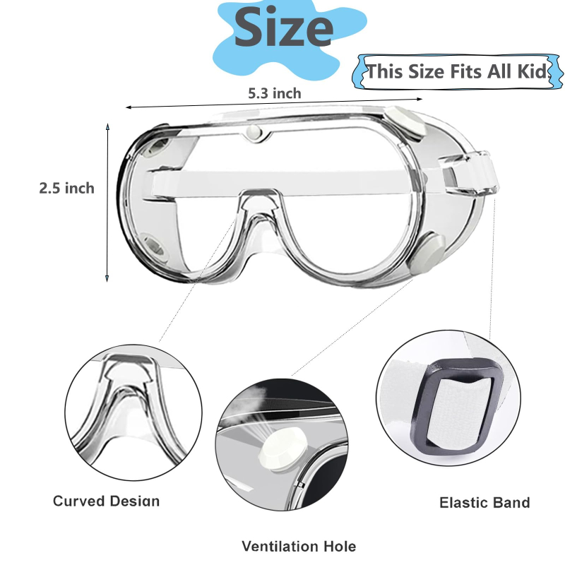 Kids Safety Goggles, Polycarbonate Lenses & PVC Frame, Eye Protection for Children