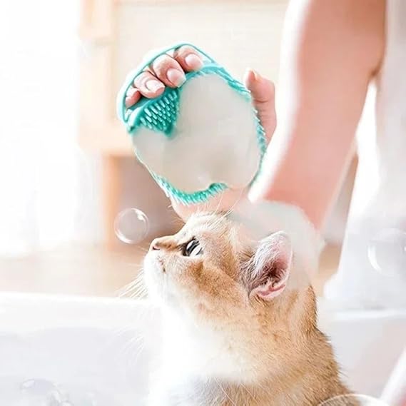 Portable Silicone Pet Bath Brush | Shampoo Dispensing Massage Cleaner for Dogs Cats