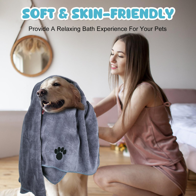 Microfiber Pet Drying Towel 40'' X 23.6'', Super Absorbent Soft Bath Towel for Dogs & Cats