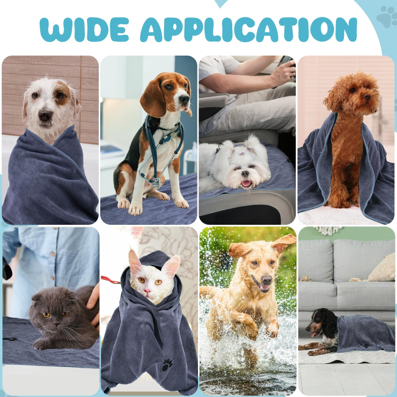 Microfiber Pet Drying Towel 40'' X 23.6'', Super Absorbent Soft Bath Towel for Dogs & Cats