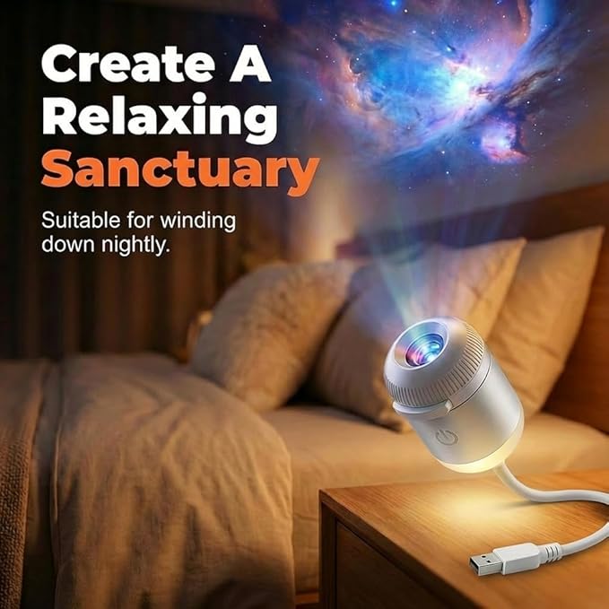360° Rotate Galaxy Projector Night Light | 6 Slides USB Starry Sky Lamp for Bedroom Gift