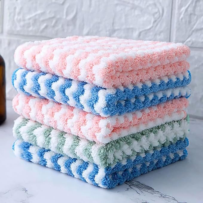 Oil Removing Lint Free Microfiber Dish Towels, Non-Scratch Washable Kitchen Cleaning Cloths