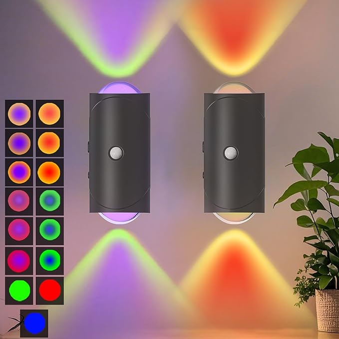 Motion Sensor Battery Wall Sconce | 7 Color Changing LED Lamp 3 Colors Option