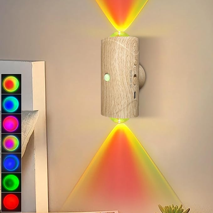 Motion Sensor Battery Wall Sconce | 7 Color Changing LED Lamp 3 Colors Option