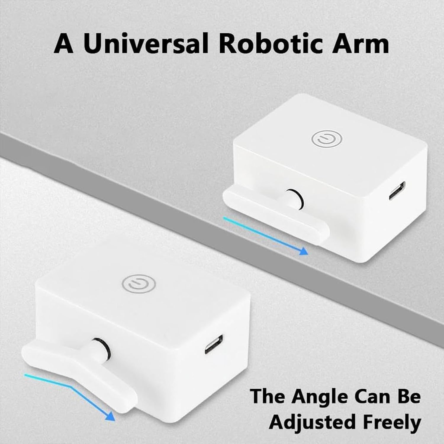 Hands-free remote control robot auto presses switches for lamps and household devices.