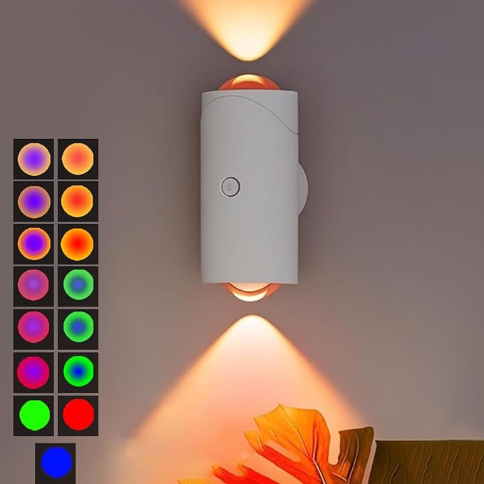 Motion Sensor Battery Wall Sconce | 7 Color Changing LED Lamp 3 Colors Option