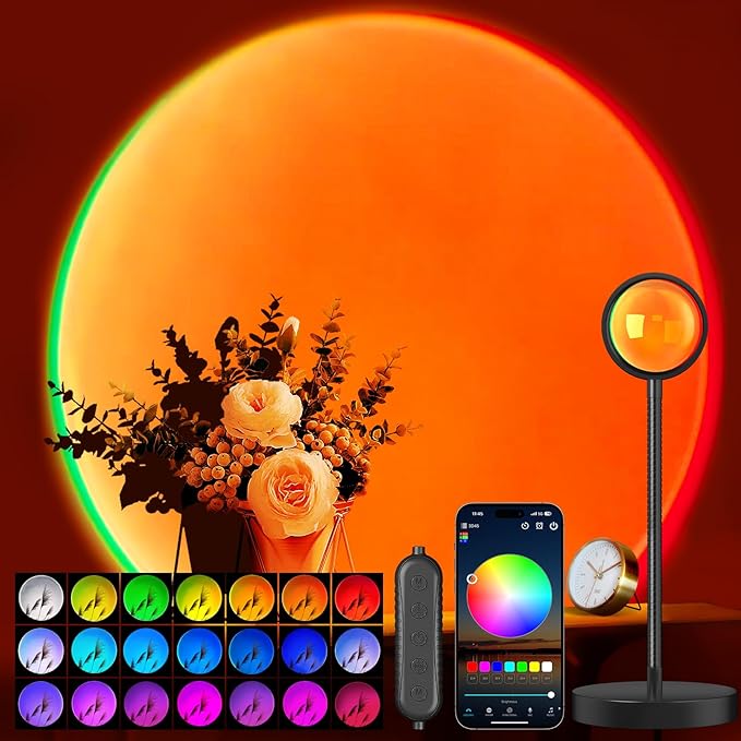 Smart App Control Sunset Lamp | Full Color Changing LED Projection Mood Decor Light