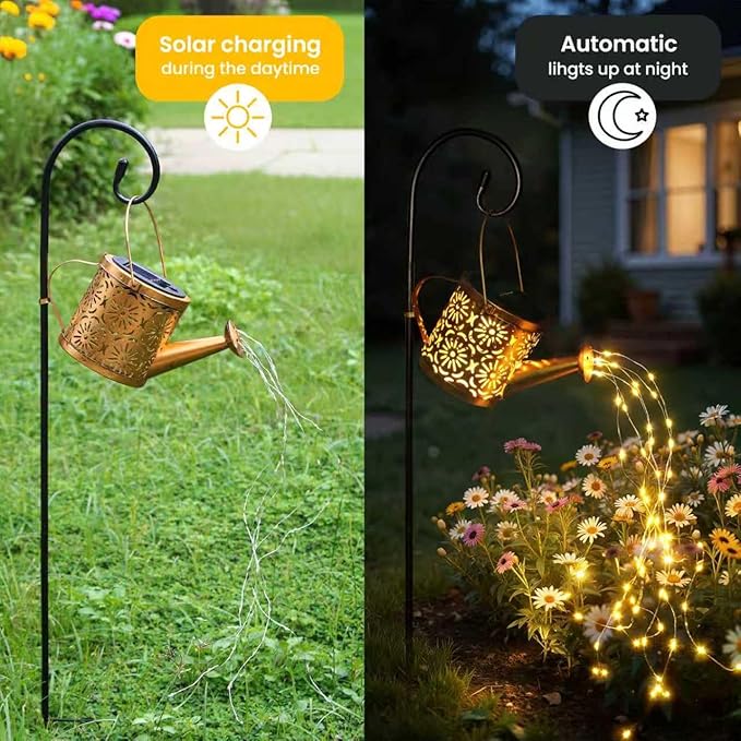 Metal Solar Watering Can Decor Lights | Outdoor Yard Path Lamp