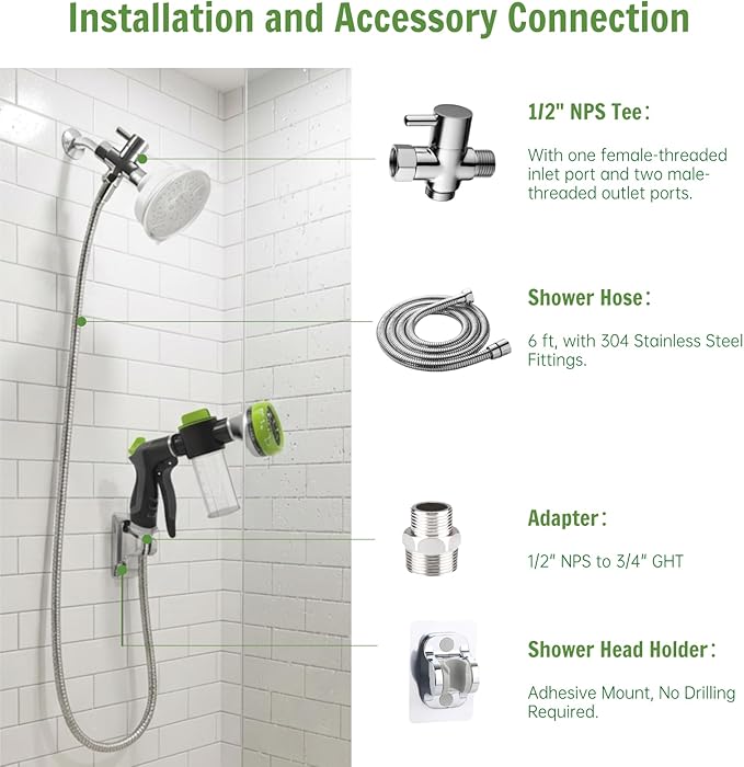 10 Spray Modes Pet Bath Hose Nozzle with Built-in Soap Dispenser for Dog & Cat Washing