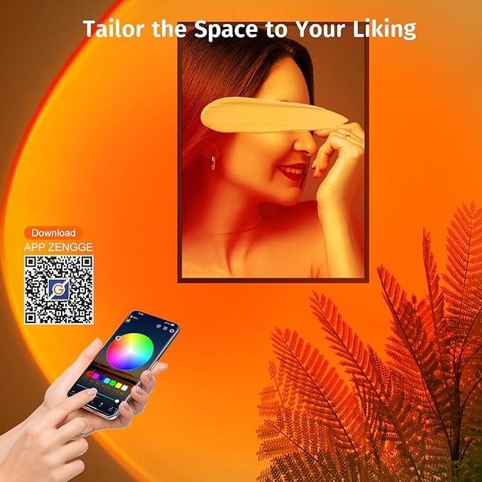 Smart App Control Sunset Lamp | Full Color Changing LED Projection Mood Decor Light