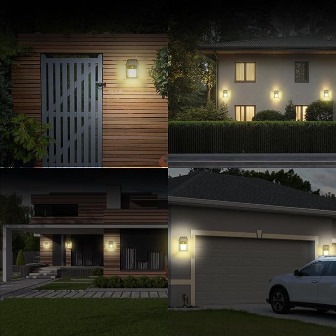 2 Pack Solar Motion Wall Lights | 3 Modes Outdoor Waterproof Black Lamp