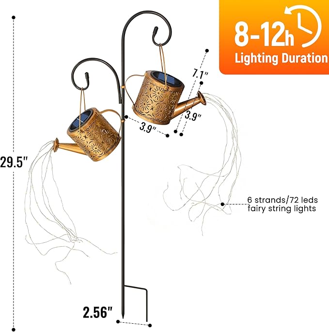 Metal Solar Watering Can Decor Lights | Outdoor Yard Path Lamp