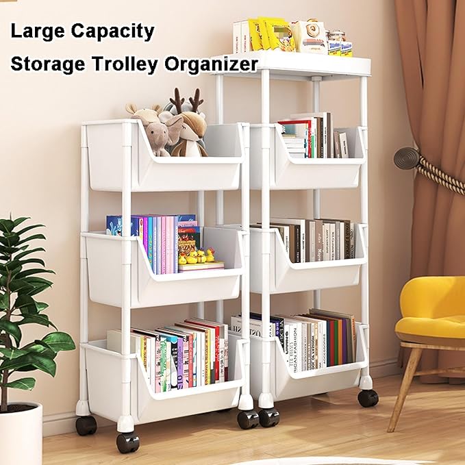 2/3/4 Tier Pipishell Rolling Storage Cart with Lockable Wheels