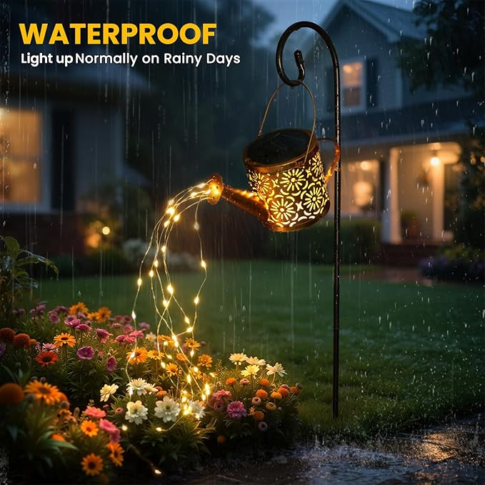 Metal Solar Watering Can Decor Lights | Outdoor Yard Path Lamp