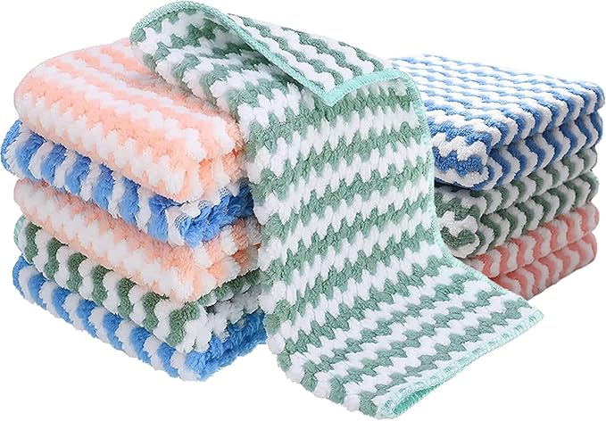 Oil Removing Lint Free Microfiber Dish Towels, Non-Scratch Washable Kitchen Cleaning Cloths