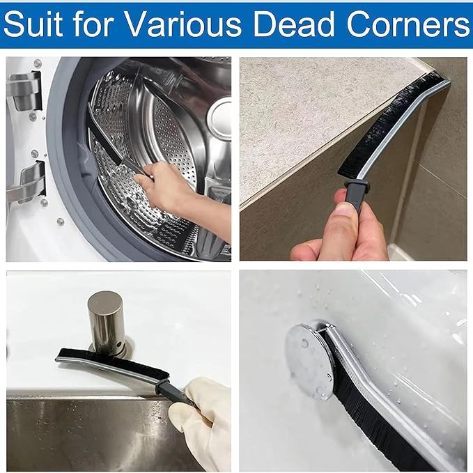 4/6 PCS Hard Bristle Crevice Brushes, Gap Cleaner for Tile, Window Track & Door Slot, Black