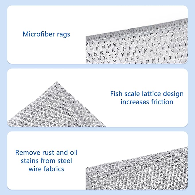 Wire Dishcloths – 10/20/30/40PCS Non-Scratch Steel Wool Scrubbers, Reusable Oil-Removing Kitchen Cleaning Pads, Wet & Dry Use, White