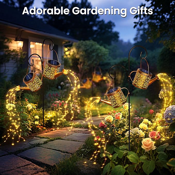 Metal Solar Watering Can Decor Lights | Outdoor Yard Path Lamp