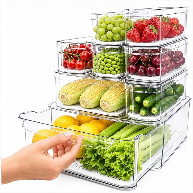 Drain Tray Fridge Storage Bins | Three Size Combinations Available