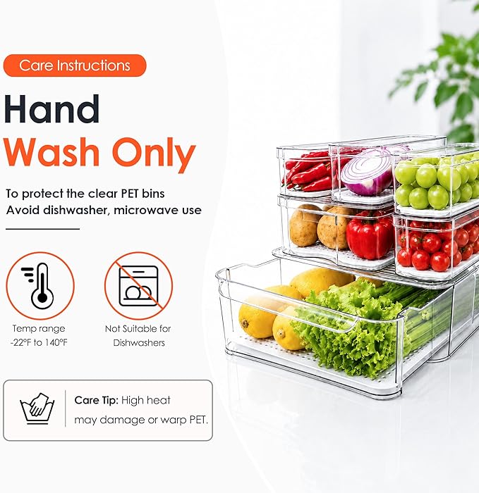 Drain Tray Fridge Storage Bins | Three Size Combinations Available